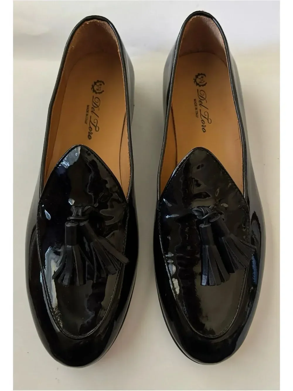 Del Toro Classic Black Patent Leather Tassel Loafers~like New ~ Size 10M